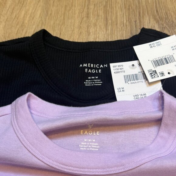 American Eagle Black & Purple Baby Tees M NWT - Picture 3 of 3